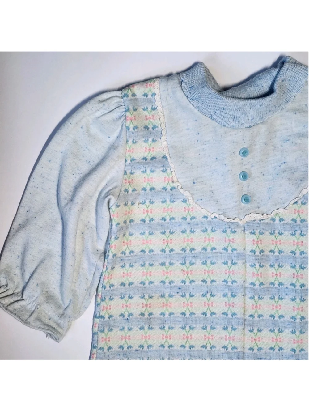 Vintage 70s 80s Health-tex Pointelle Thermal Sleeper One-Piece Sz 18M Made n USA